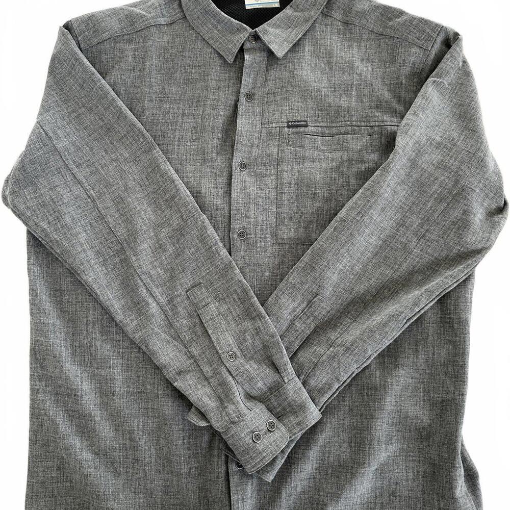 Columbia Omni-Wick Men's Button-Up Shirt Gray Lightweight & Breathable - Large